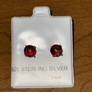 Sterling Silver 925 Watermelon CZ Screw Back Earrings